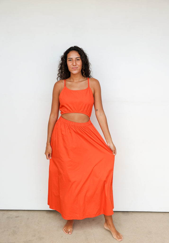 Acacia Caius Poplin Dress in Saffron