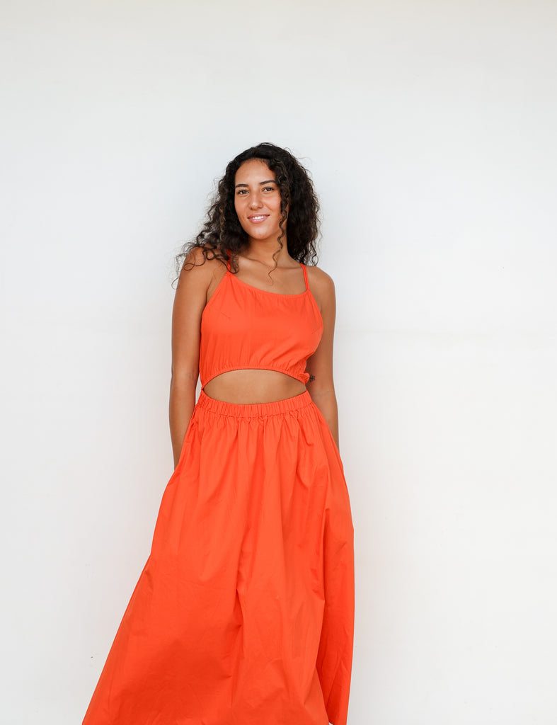 Acacia Caius Poplin Dress in Saffron