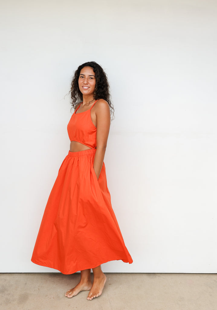 Acacia Caius Poplin Dress in Saffron