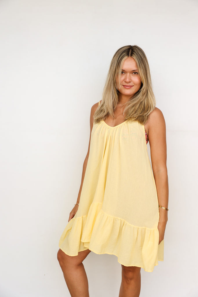 9seed St. Tropez Ruffle Mini Dress In Daffodil