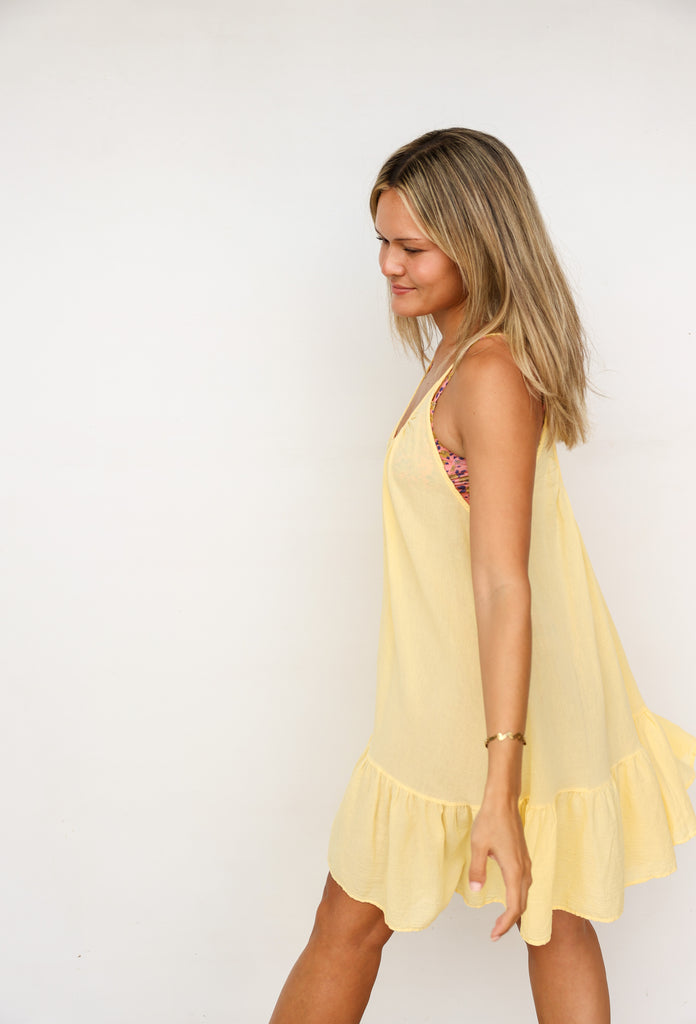 9seed St. Tropez Ruffle Mini Dress in Daffodil