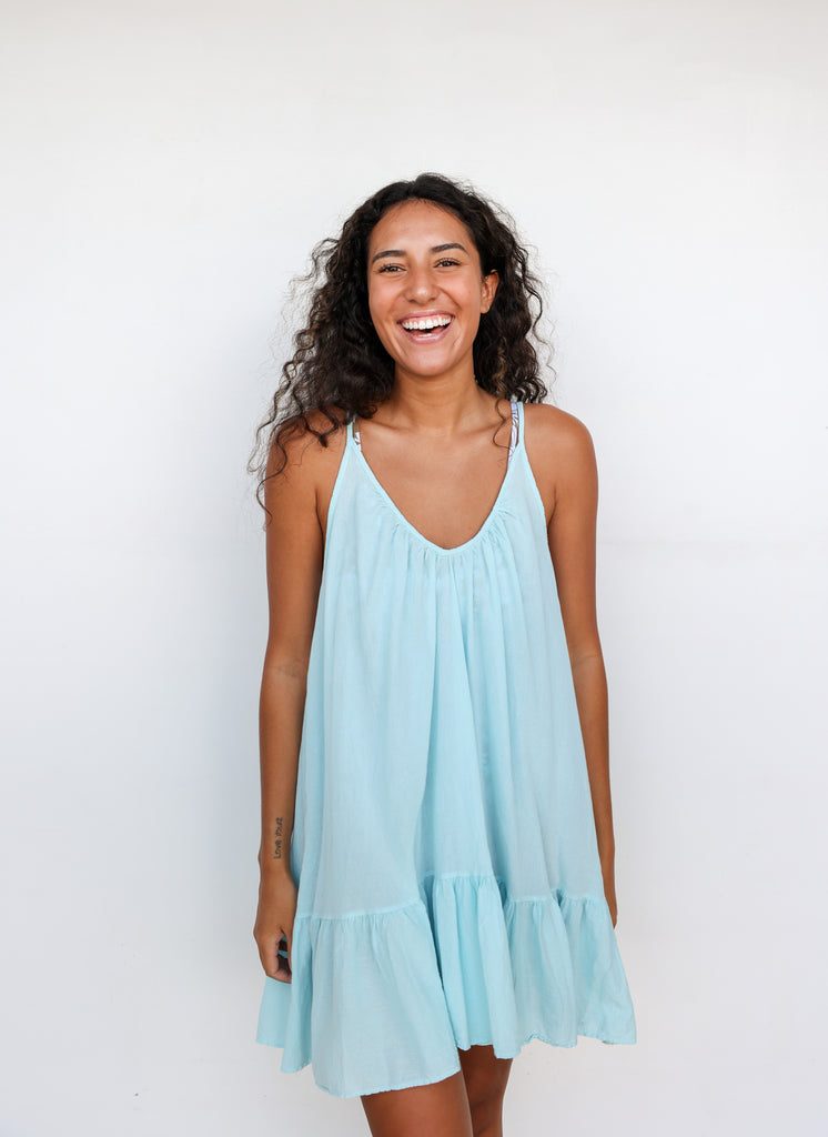 9seed St. Tropez Ruffle Mini Dress in Seafoam