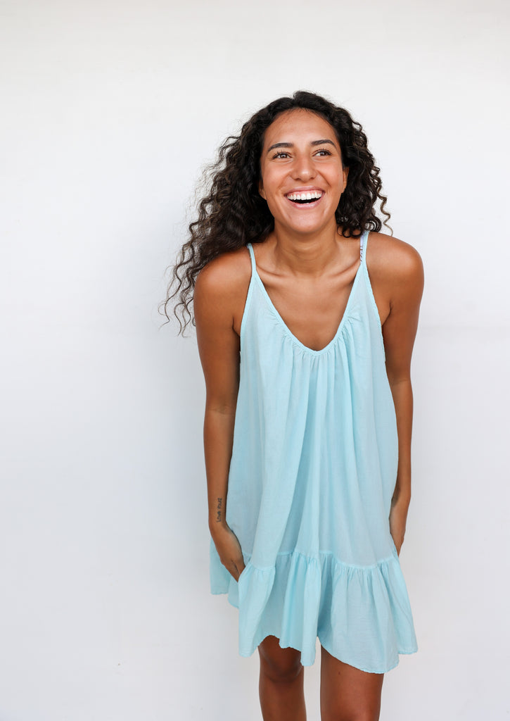 9seed St. Tropez Ruffle Mini Dress in Seafoam