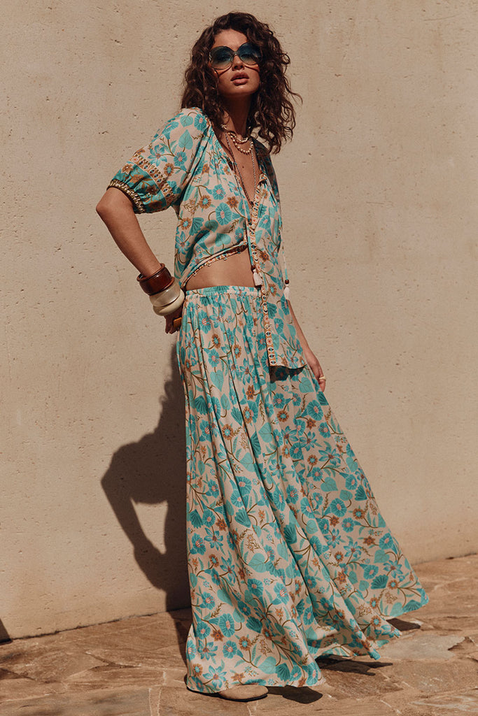 Spell Goldie Maxi Skirt in Lagoon
