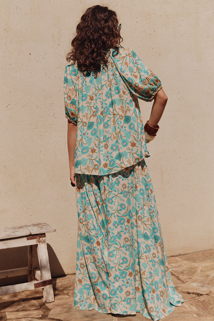 Spell Goldie Maxi Skirt in Lagoon