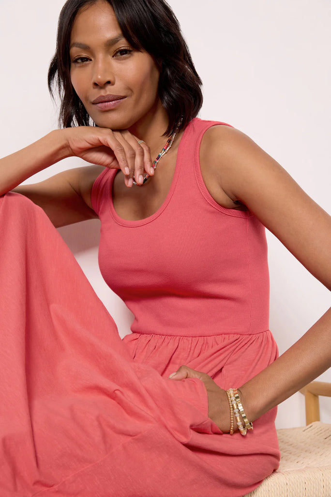 Sundry Mixed Media Dress in Dark Raspberry
