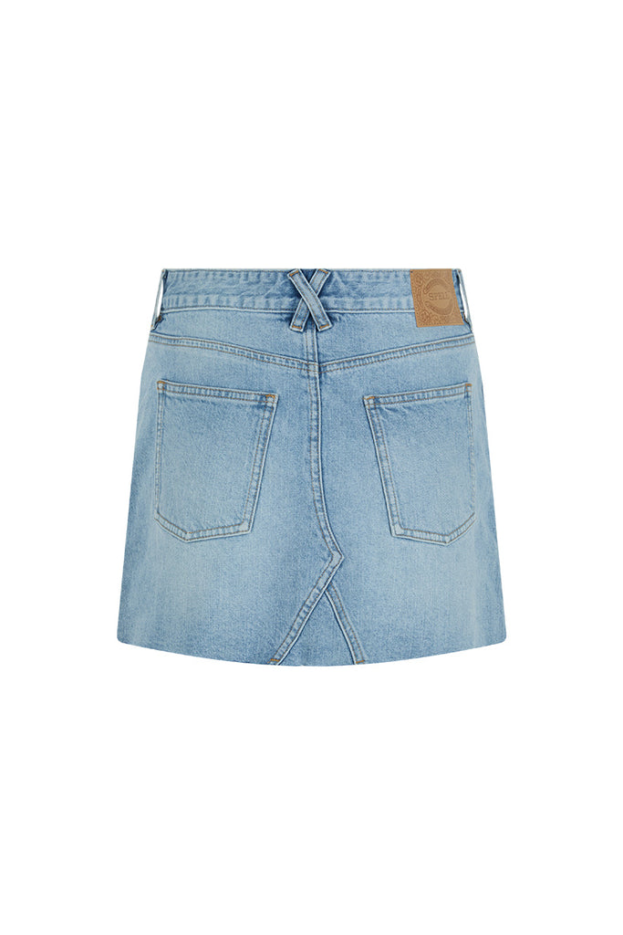Spell 1979 Denim Mini Skirt in Vintage Blue