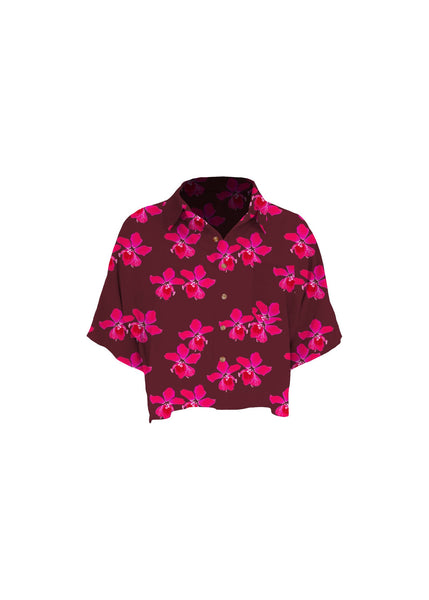 Mai Dylan Crop Shirt in Bright Pink Orchid