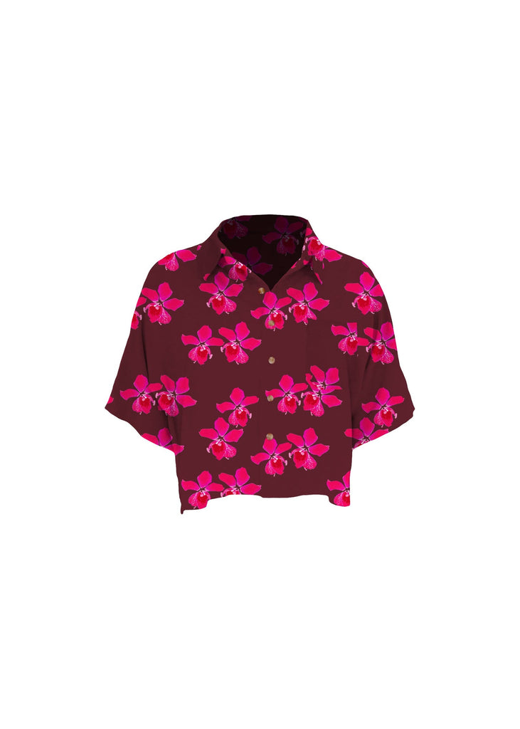 Mai Dylan Crop Shirt in Bright Pink Orchid