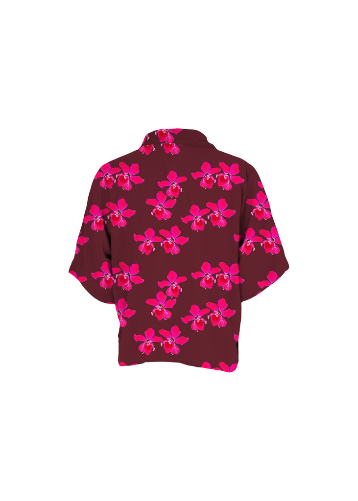 Mai Dylan Crop Shirt in Bright Pink Orchid