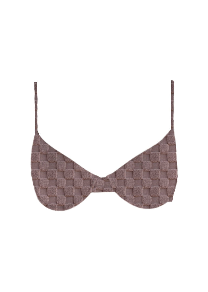 Mai Deluxe Classic Top in Mocha Terry Check