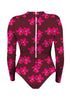 Mai Deluxe Long Sleeve Bodysuit in Bright Pink Orchid