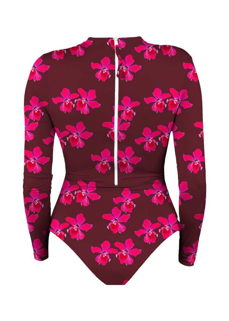 Mai Deluxe Long Sleeve Bodysuit in Bright Pink Orchid