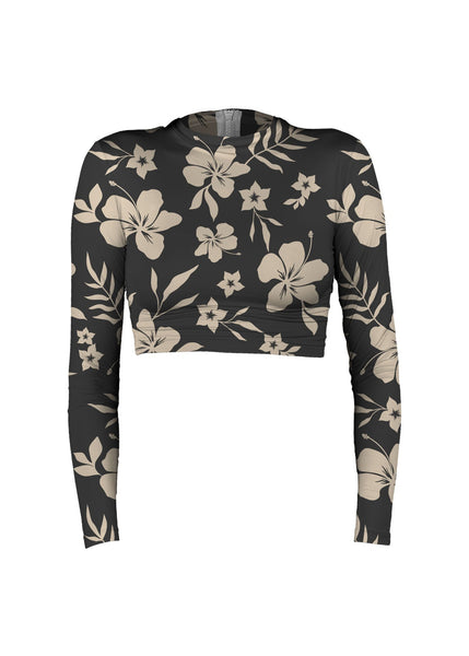 Mai Deluxe Cropped Rash Guard in Black Sundays