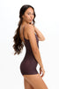 Benoa Active V Neck Romper in Chocolate Zebra