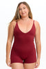 Benoa Active V Neck Romper in Cherry