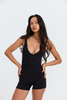 Benoa Active V Neck Romper in Black