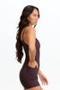 Benoa Active Romper 5" in Chocolate Zebra