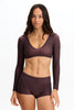 Benoa Active Long Sleeve Crop Top in Chocolate Zebra