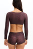 Benoa Active Long Sleeve Crop Top in Chocolate Zebra