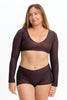 Benoa Active Long Sleeve Crop Top in Chocolate Zebra