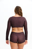 Benoa Active Long Sleeve Crop Top in Chocolate Zebra