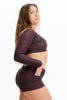 Benoa Active Long Sleeve Crop Top in Chocolate Zebra