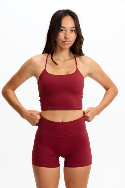 Benoa Cross Back Tank in Cherry
