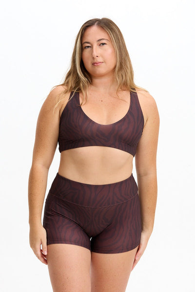 Benoa Sophia Sports Bra in Chocolate Zebra