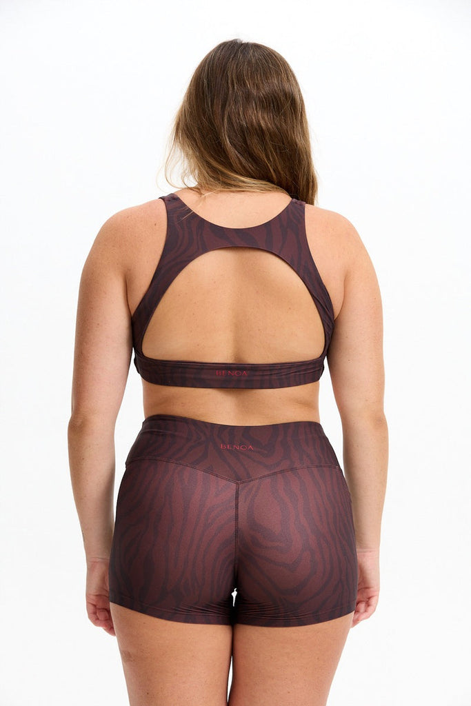 Benoa Sophia Sports Bra in Chocolate Zebra