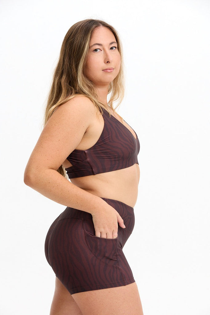 Benoa Sophia Sports Bra in Chocolate Zebra