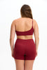 Benoa One Shoulder Sports Bra in Cherry