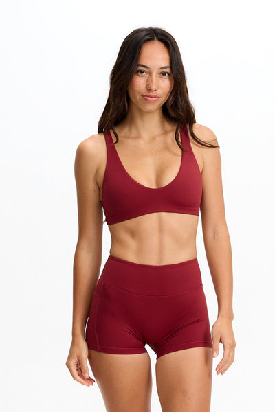 Benoa Active 2.5" Booty Shorts in Cherry