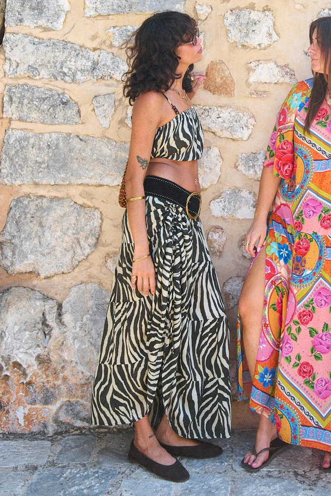 Spell Zevra Peasant Skirt in Washed Charcoal