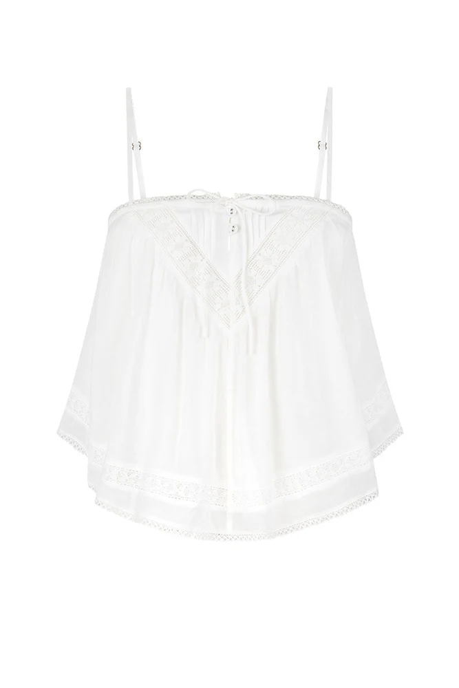 Spell Hera Lace Crop Tank in Salt