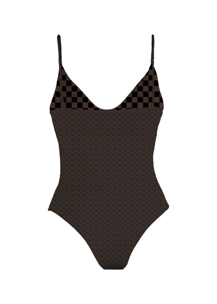 Mai Deluxe Everyday Bodysuit in Coco Bean Terry Check