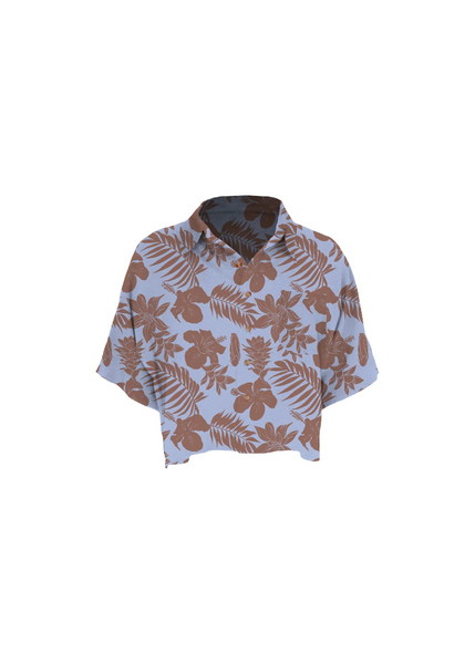 MAI Dylan Crop Shirt in Blue Oasis
