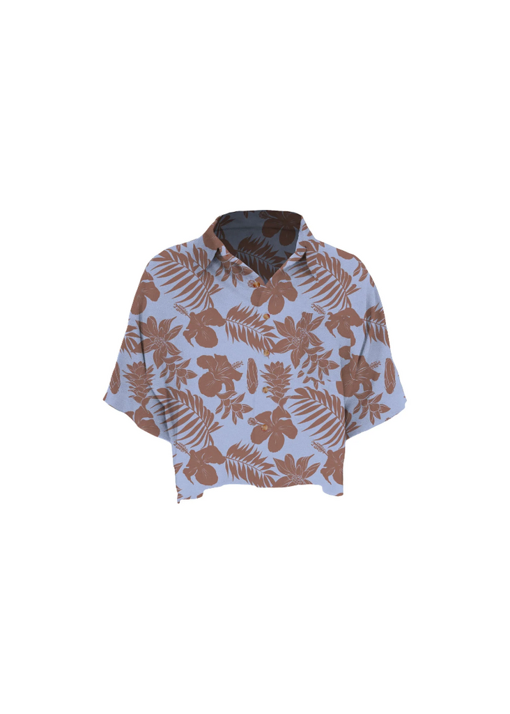 MAI Dylan Crop Shirt in Blue Oasis