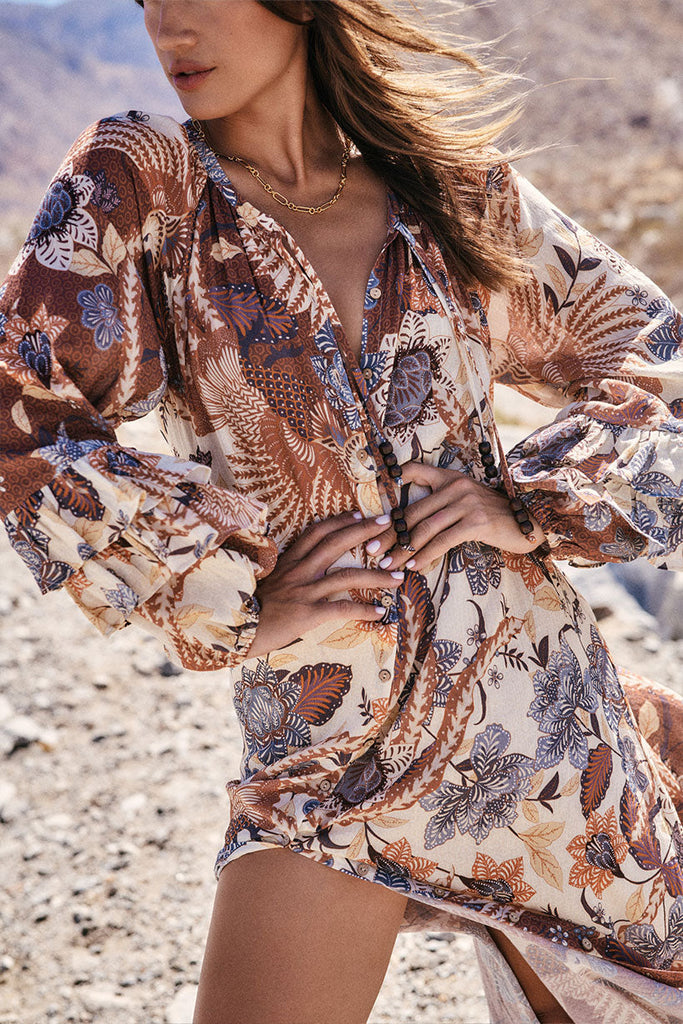 Spell Volcano Goddess Gown in Coconut