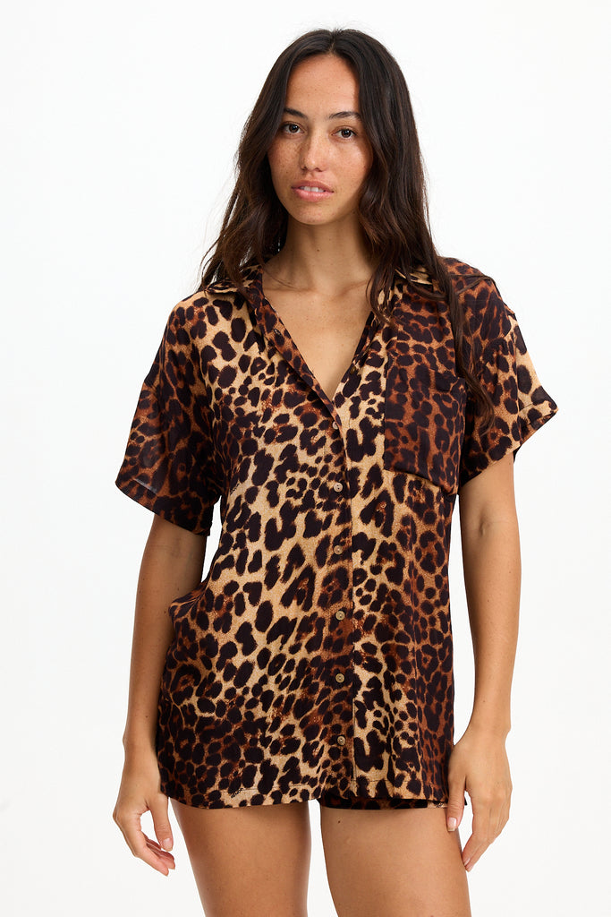 Benoa Aloha Shirt Dress in Sahara