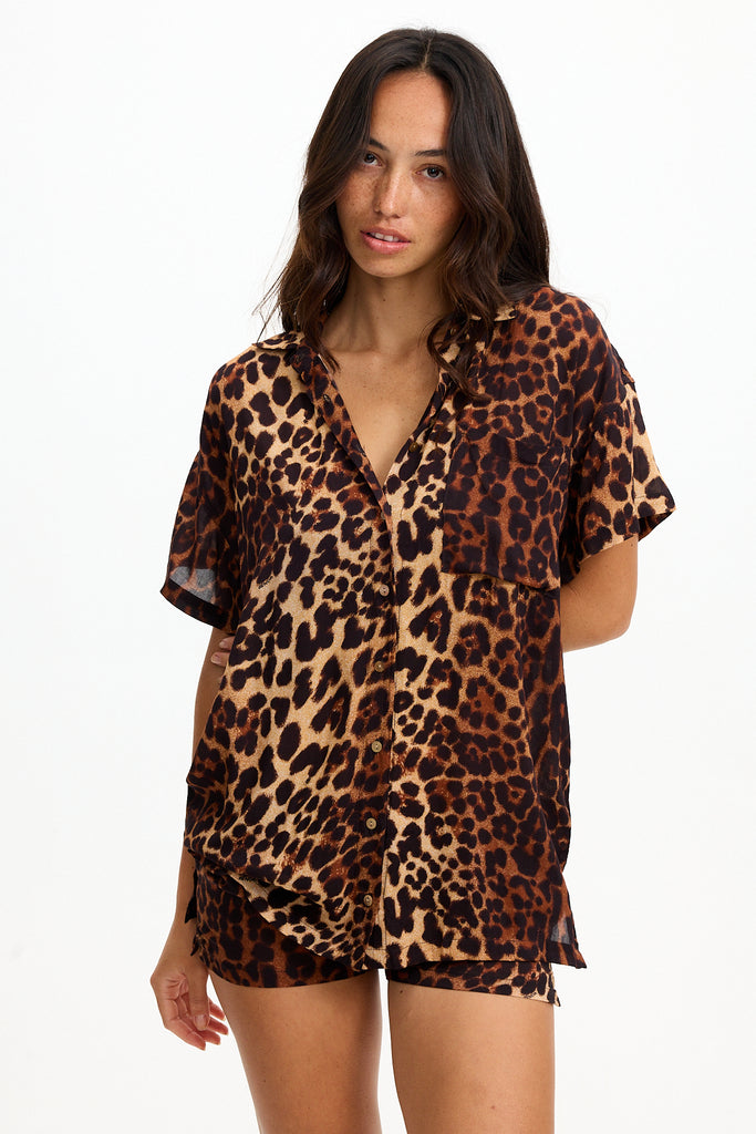 Benoa Aloha Shirt Dress in Sahara