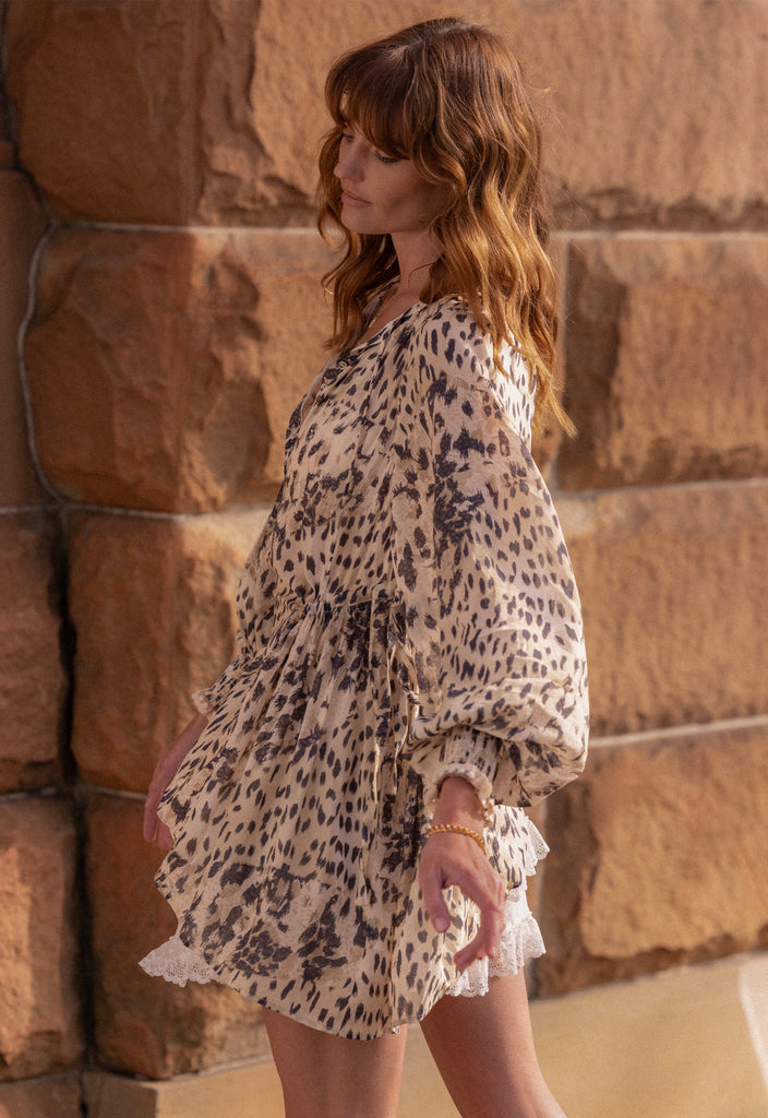 Spell Snow Leopard Blouse in Animal