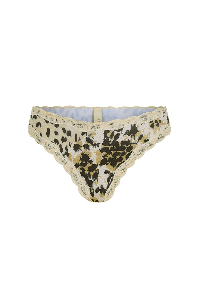 Spell Snow Leopard Lace Brief in Animal