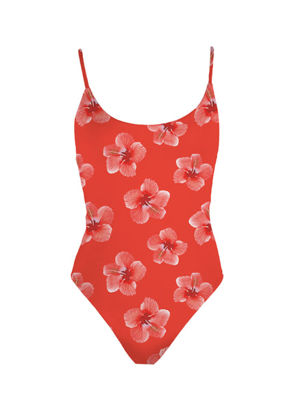 Mai Deluxe Baja Bodysuit in Strawberry Hibiscus