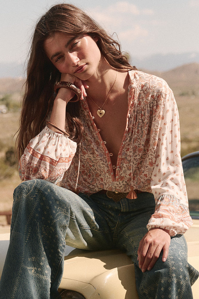 Spell Sunshine Bandit Blouse in Desert Sage