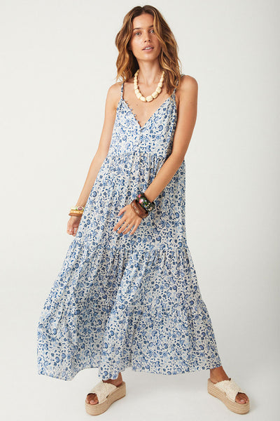 Spell Sunshine Bandit Strappy Gown in Chambray