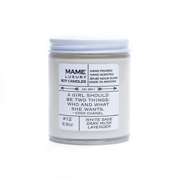 Mame White Sage, Dark Musk & Lavender Candle